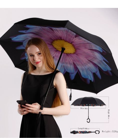 Inside out Fashion Custom Print Inverted Reverse Umbrella